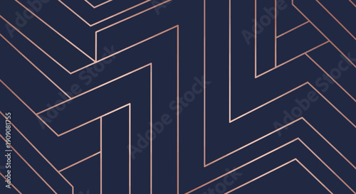 Modern geometric gold lines on dark blue background