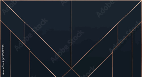 Geometric art deco pattern with gold lines on dark background