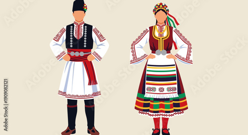 Bulgarian Traditional Costumes - Male and Female Folk Attire
