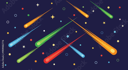 Colorful Meteor Shower Background