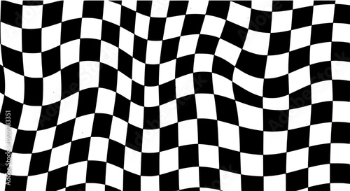 Wavy black and white checkered flag pattern vector, racing or speed background, for banner or poster isolated PNG with Transparent Background
