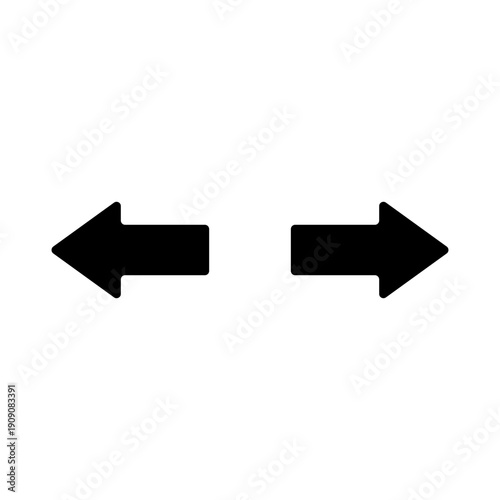 Two opposite arrows pointing left and right. Isolated vector icon on white background.