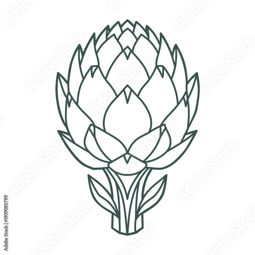 Artichoke icon vegetable illustration for healthy food and vegetarianism diet. Outline drawing depicting fresh ingredients and source of vitamins. Logo for lent image. line engraving. Vector.
