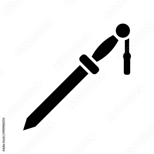 Simplistic Black Icon of a Traditional Chinese Sword with a Silhouette Illustration Style