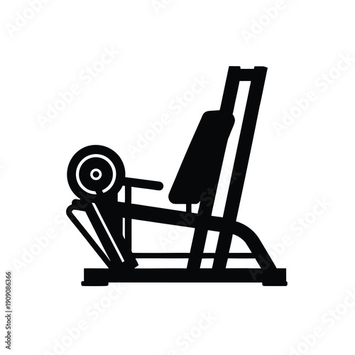 Silhouette of Gym Leg Press Machine Vector on White Background