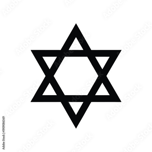 Silhouette Star of David Vector on White Background