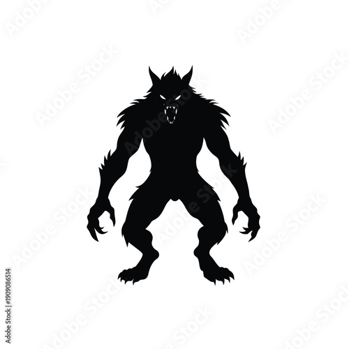 Silhouette Werewolf Vector on White Background