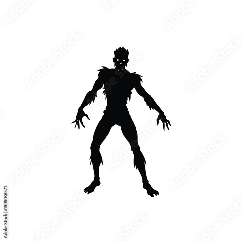Silhouette Zombie Vector on White Background