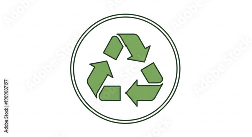 Green recycling symbol with circular arrows in a minimalist design eco friendly concept sustainability and waste reduction