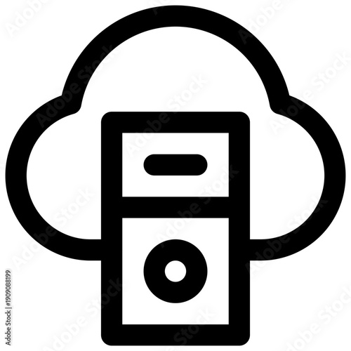 Cloud computing. Editable stroke vector icon.