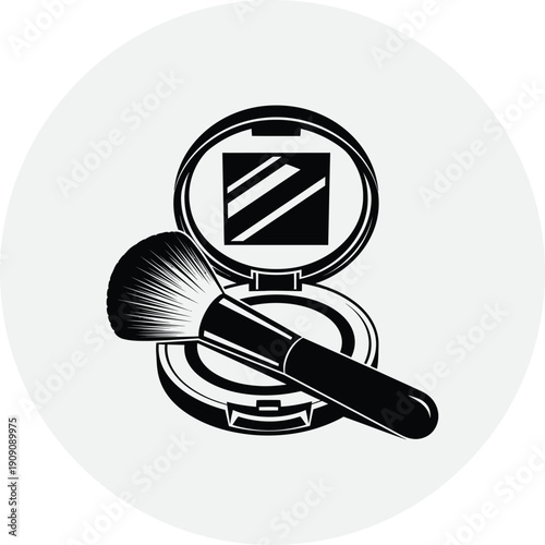 Makeup brush and compact mirror
