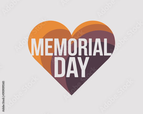 Memorial Day heart graphic with warm layered colors remembrance tribute patriotic holiday concept for remembrance day events and national observance graphics