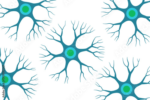 Neuron cell structure interconnected neural network biology science concept abstract medical illustration network communication synapse signal transmission brain activity neuroscience research healthc