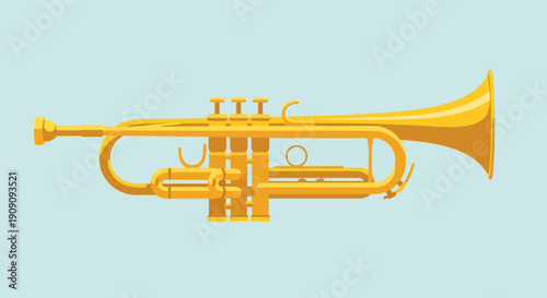 Golden Trumpet Musical Instrument Vector Illustration