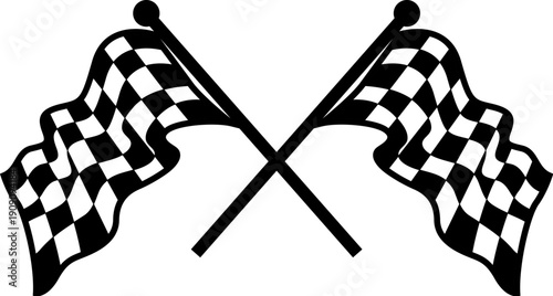 Illustration of two crossed black-and-white checkered flags