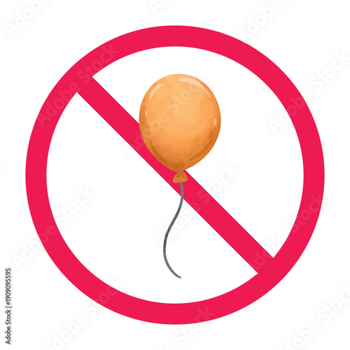 No balloon sign, forbidden balloon sign, do not release balloons symbol, do not pop balloon symbol, vector illustration
