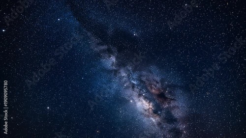 Vibrant Milky Way Galaxy with Twinkling Stars in Deep Space, Slow Motion Seamless Loop, symbolizing cosmic wonder and infinite possibilities.