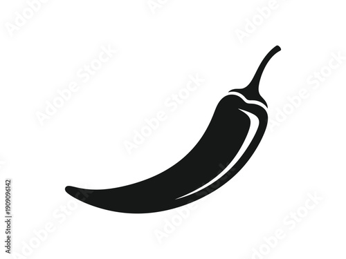 Spicy chili pepper icon, a bold black silhouette representing heat, flavor, and Mexican cuisine.