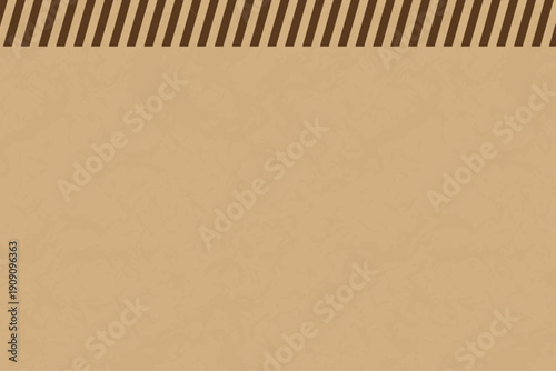 クラフト紙の質感の背景素材、上部に茶色のストライプ柄、ヴィンテージ風テクスチャ