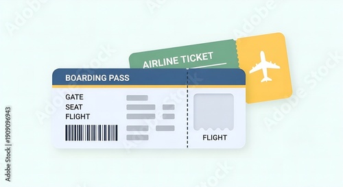 Essential air travel documents boarding pass and flight ticket icon for convenient travel planning and international journeys