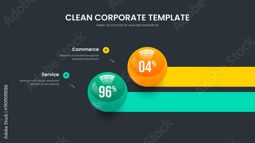 Product Briefing Frame Layout Vector Illustration. Science Strategy Two Element Chart Slide Template. Elegant Introduction 2 Option Infographic Presentation Design.