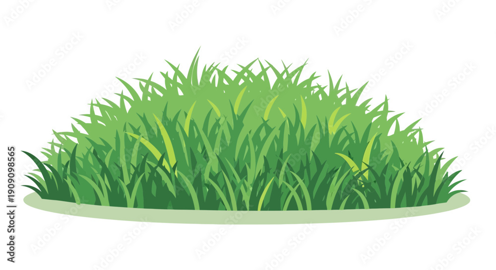 Fototapeta premium Green Grass Bush Isolated on White Background
