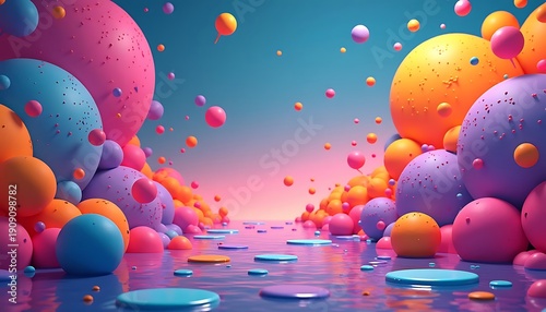 Colorful Abstract 3D Background with Floating Spheres and Vibrant Design