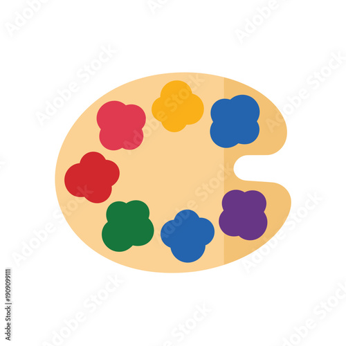 A colorful paint palette with various vibrant colors on a white background