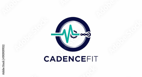Photos Cadence Fit Logo Design with Heartbeat and Dumbbell Elements.