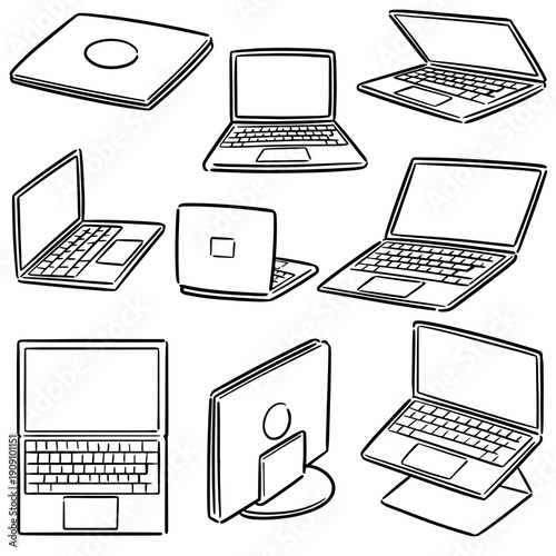 vector set of laptop cartoon