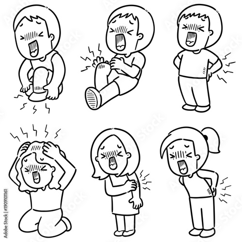 vector set of people got pain
