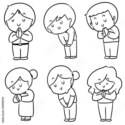 vector set of people feeling thankful