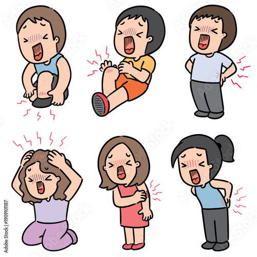 vector set of people got pain