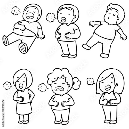 vector set of people full stomach