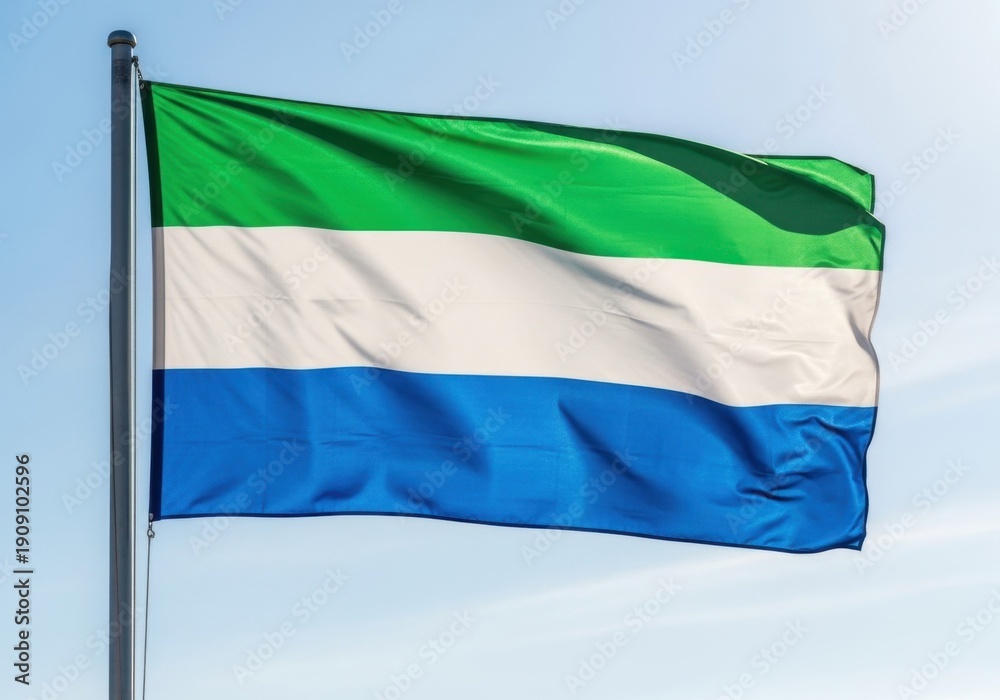Obraz premium Sierra Leone Flag Waving in Natural Light