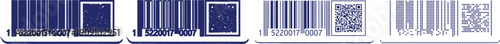 Barcode and qr code scanning technology vector set with different artistic styles and digital identification patterns