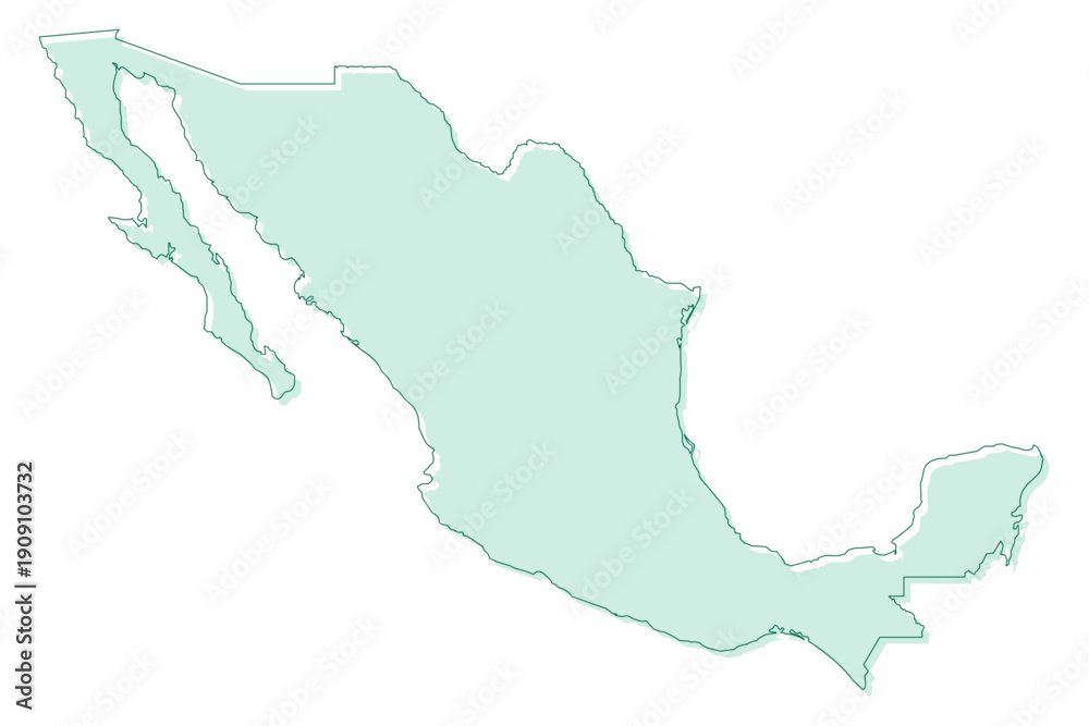 Obraz premium Soft Green Simple with Outline Mexico Map American Country