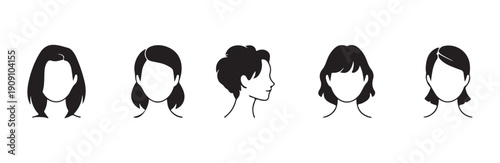 modern short hairstyles and haircuts for women vector art collection
