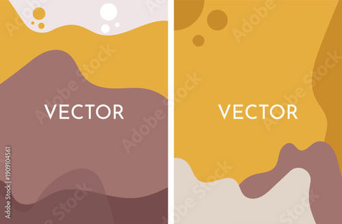 Warm earthy abstract background with layered organic waves and mustard tones modern minimalist vector illustration for branding packaging wallpaper and web design