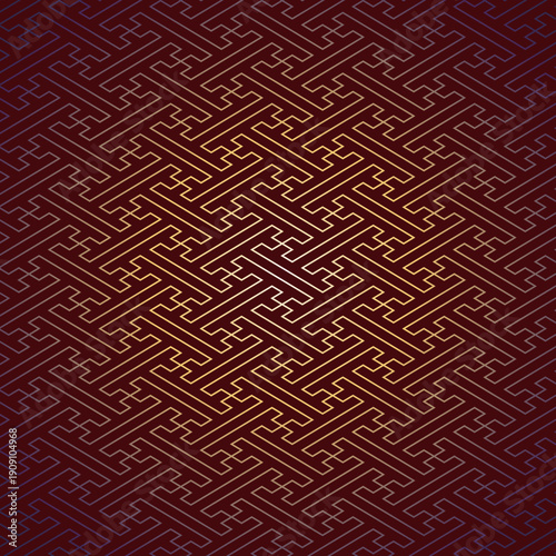 紗綾形文様（スクエア・ボルドー）