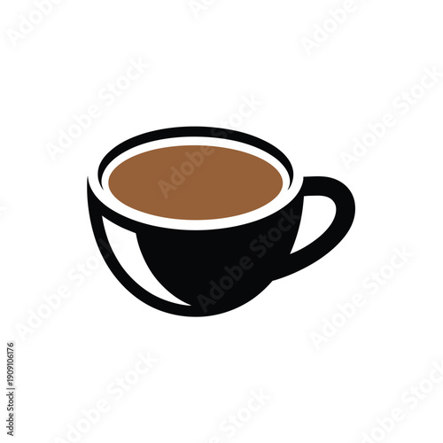 A simple black cup of coffee on a white background