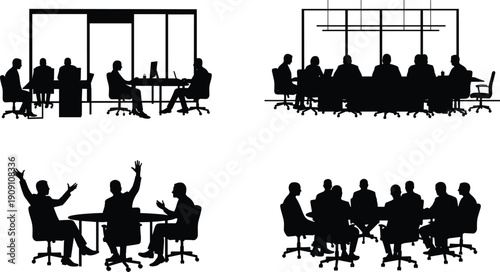 Office team discussion, business group meeting, corporate planning scene, professional brainstorming session, boardroom communication, teamwork strategy talk, leadership collaboration