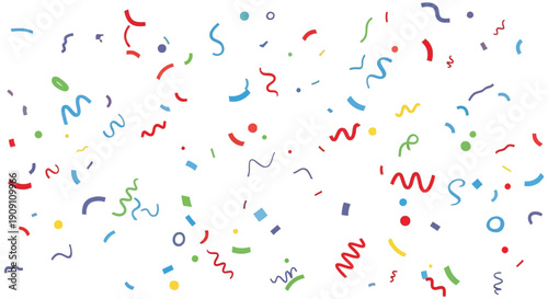 Colorful falling confetti and streamers 