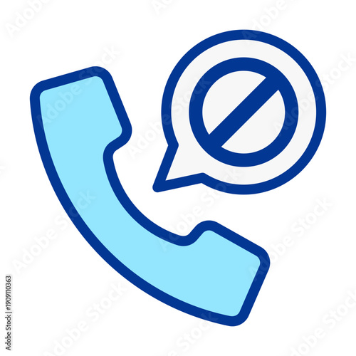 Telephone Call Block Flat Colored Icon for Spam Prevention and Security Settings