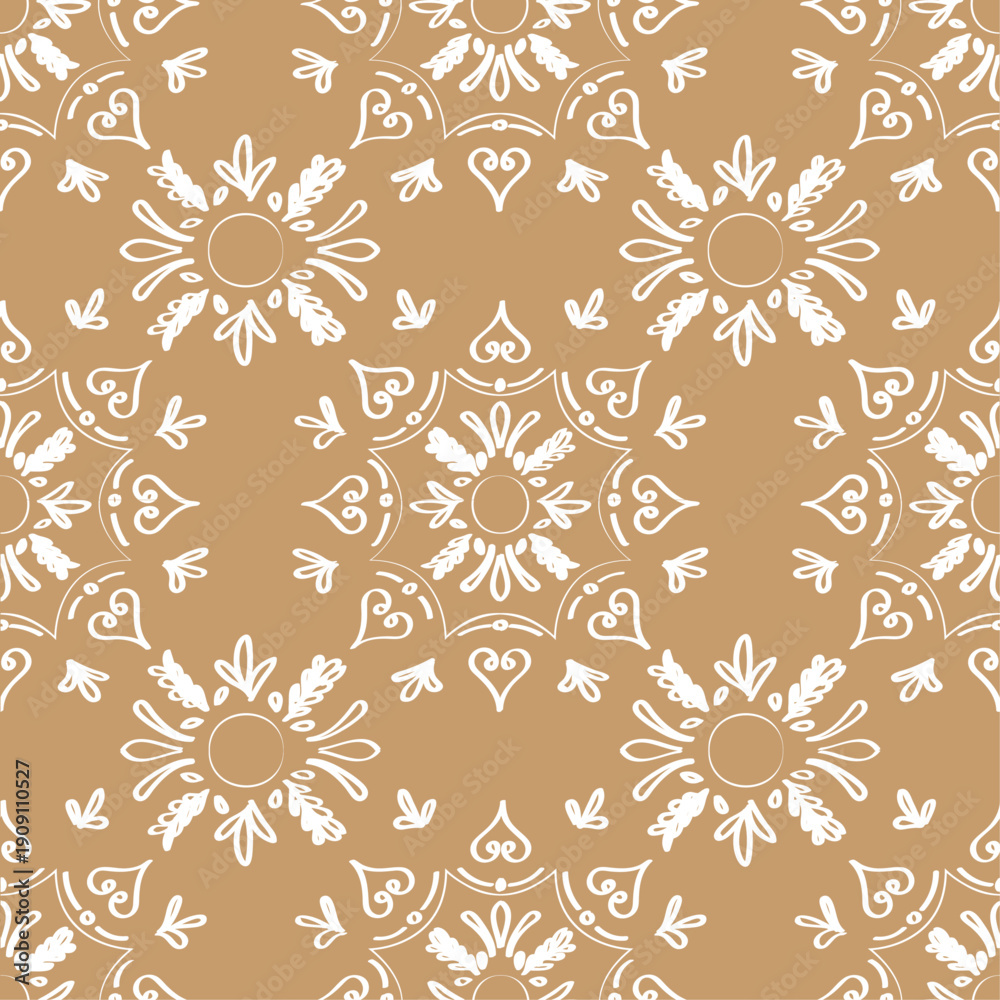 Fototapeta premium white beige floral geometric seamless pattern