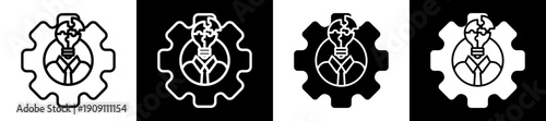 Workshop Icon In Flat Version On Black And White Background