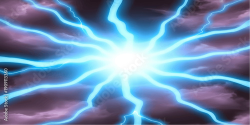 Glowing blue abstract background with seamless motion of electric plasma waves and liquid lightning energy textures