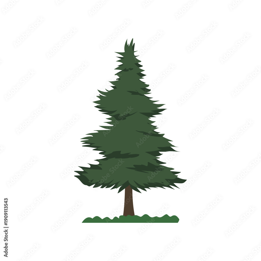 Obraz premium Stylized Green Pine Tree Illustration. Minimal Green Pine Tree Graphic. Green Pine Tree Artwork. Simple Evergreen Tree Illustration