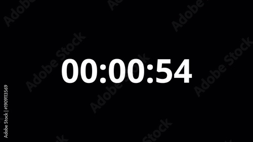 one minute countdown animation, one minute countdown timer video from 60 to 0 second on transparent background,1 minute timer counts hours minutes seconds in 60 seconds in 4k with alpha channel