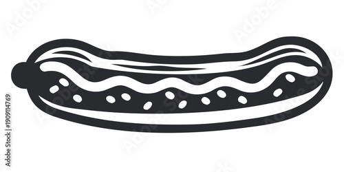 Delicious Hot Dog Bun and Sausage Silhouette Illustration